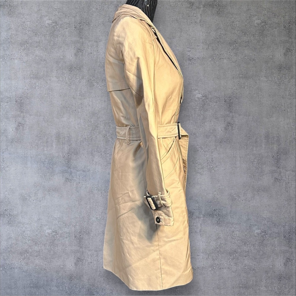 Zara Basic Outerwear Beige Double Breasted Trench Coat Belted XS - Picture 2 of 16